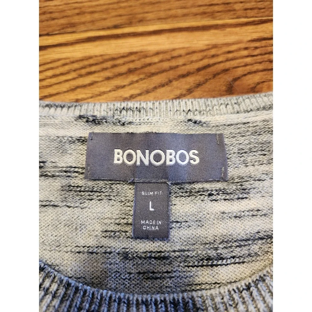 Bonobos Sweater Mens Slim Fit Gray 100% Extra Fine Merino Wool Crewneck Sz Large